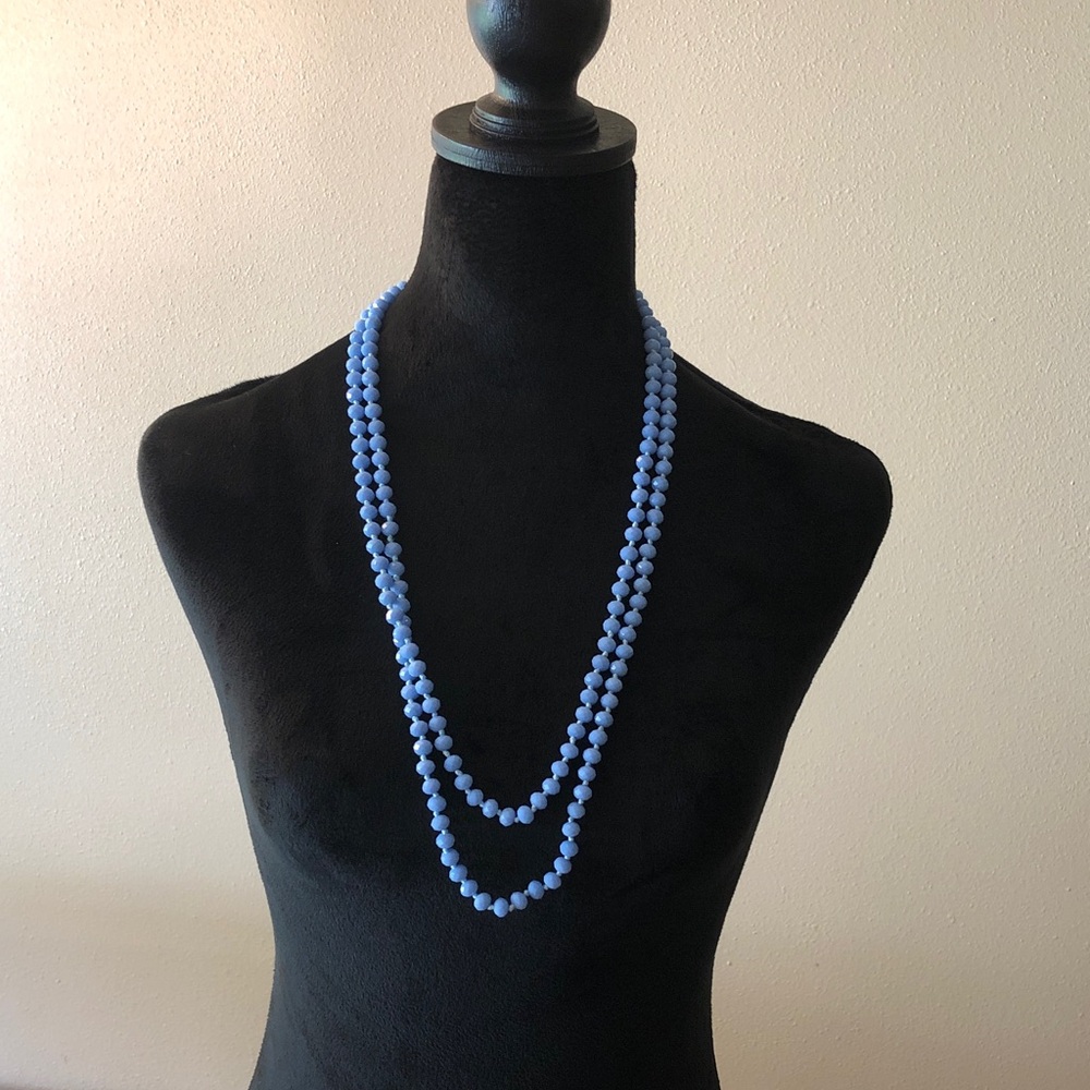 Elegant Blue Glass Beaded Necklace